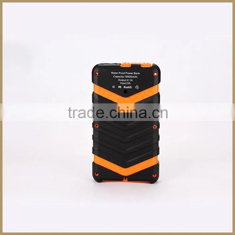 2016 Wholesale Water Proof Shock Proof Dust Proof Multicapacity Power Bank 18000mAh With Flashlight