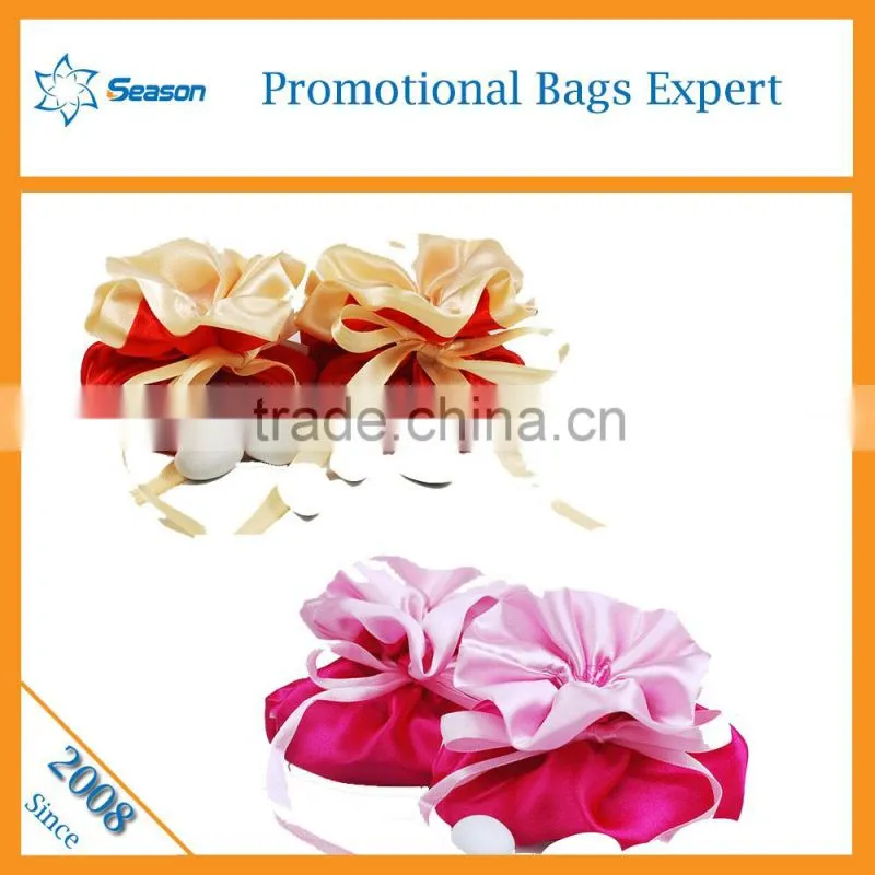 Wholesale beautiful wedding candy box large satin drawstring bags