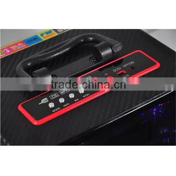 SU-66A wooden Flash Handle speaker with USB, TF Card ,FM Radio MP3 Music Player Speakers