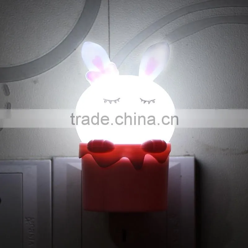 Ribbit shape LED night light warm white color on wall