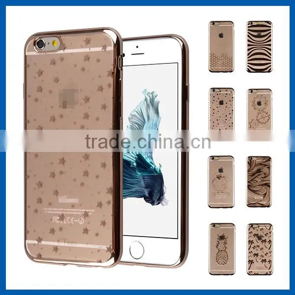 C&T High Impact Hybrid Ultra Slim Flower Pattern Electroplate Case Cover For iPhone 6