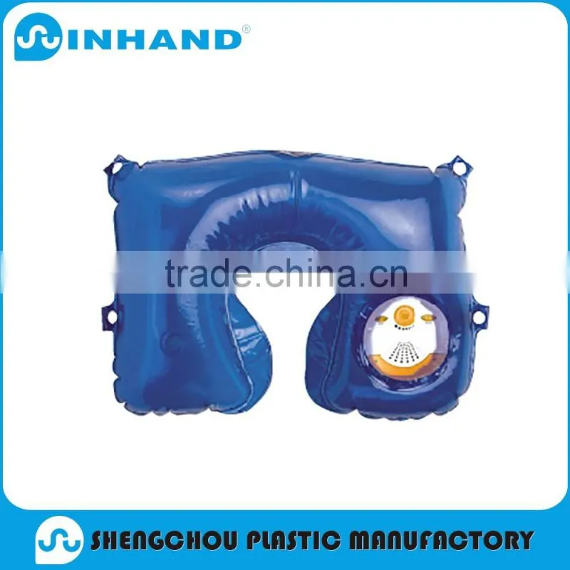 Factory EN71-1-2-3,ASTM Blue/White PVC Inflatable travel pillow ,u shape neck pillow case/memory foam neck pillows