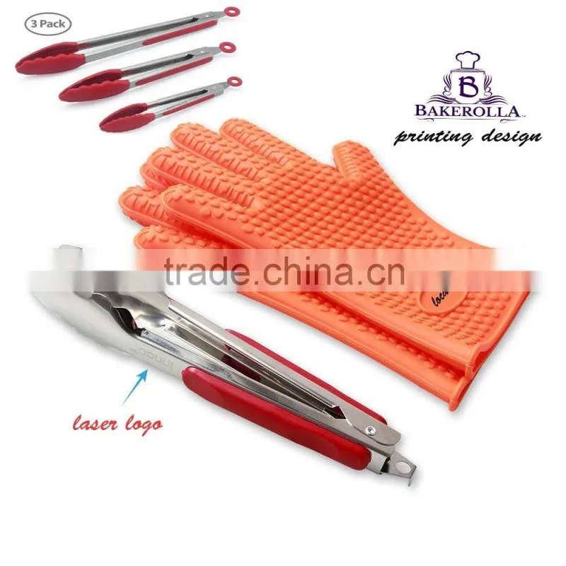 Stocks Feature Food Tongs 430 Stainless Steel Tools Silicone Cooking Utensils