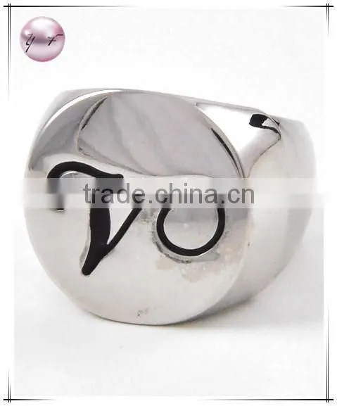 Rhodiumized Metal Black Epoxy letter Stretch Ring