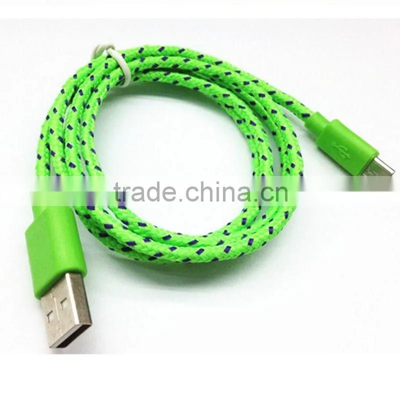 fabric braided Micro USB cable data sync and charger cable for SAMSUNG HTC Android phones