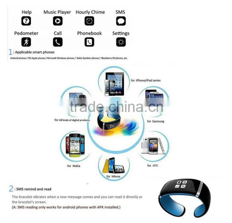 New Preminum Bluetooth Smart Watch L12S Bluetooth Bracelet For IOS and Android, mobile watch phones