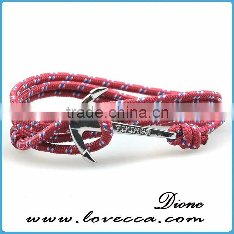 VIRGINSTONE Matt Black Anchor on Nylon Rope Nautical Band Bracelet
