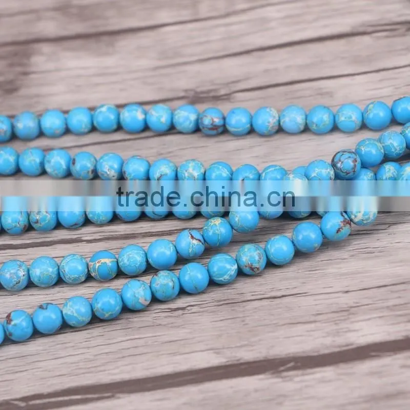 Resin Round Sediment Imperial Jasper BEADS Flat Back Beads Decorate DIY Crafts Striped Lake Blue Ball European Bead