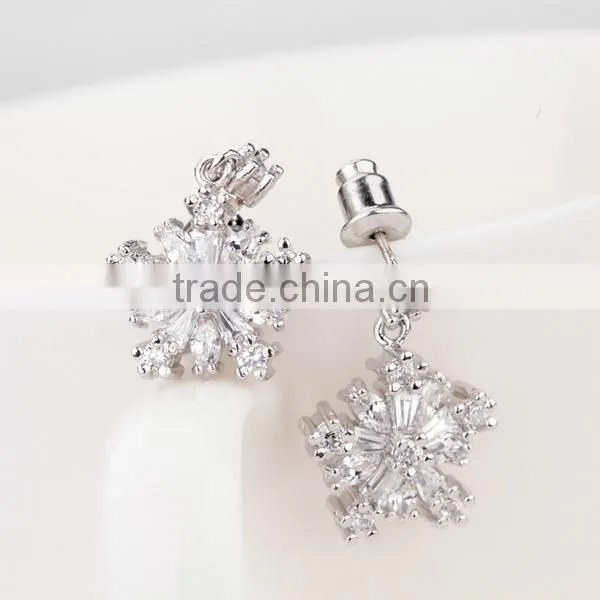 2016 Fashion Korea Elegant AAA Grade Zircon Snowflake Pendant Earring Wholesale ZTTM-111318