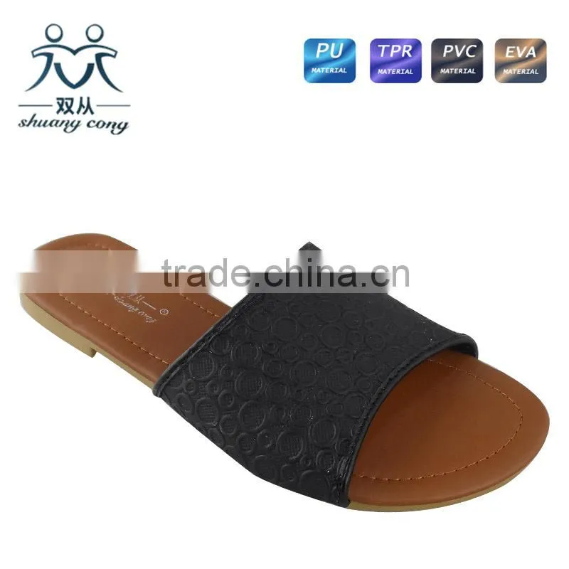 malaysia simple style hot sale summer autumn PU indoor flat slipper for women