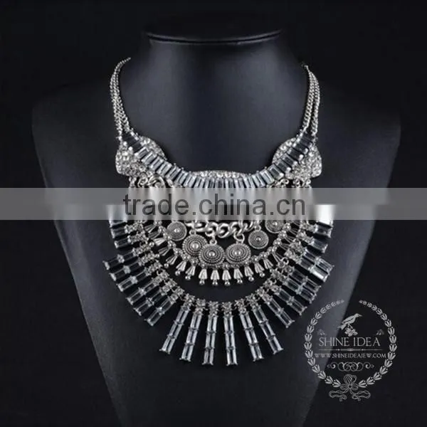 high quality vintage rhinestone chunky statement necklace tin alloy fashion women pendant necklace 6390093