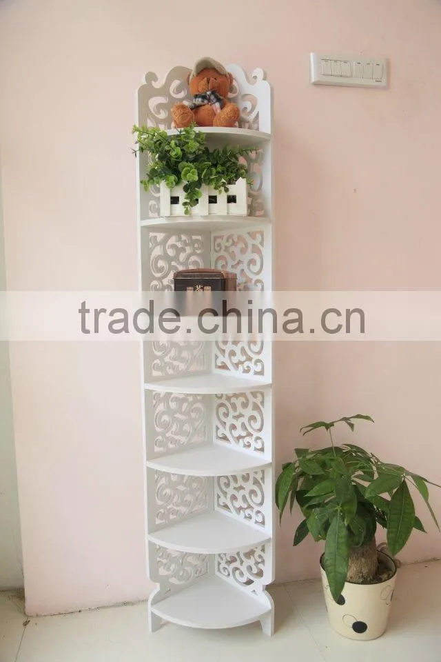 DIY white 7 layer modern Wood-Plastic conner shoes display shelf