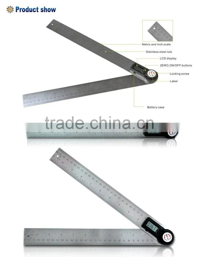 machinery hand tools stainless steel folding ruler digital angle protractor