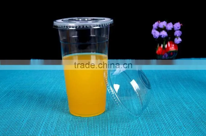 Premium Plastic Clear PET Cups with Flat Lids