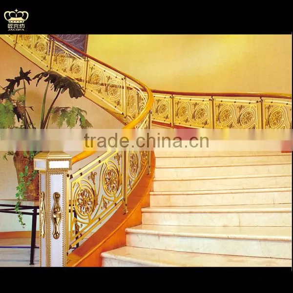 Luxury Aluminum Handrails Staircase Golden Balustrade for Hotel Villa
