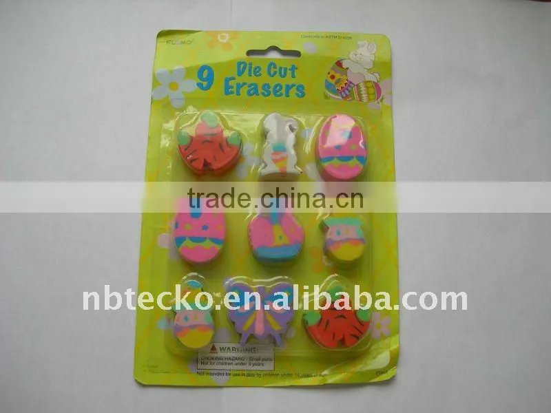 Promotional different design 6pcs gift staionery eraser set