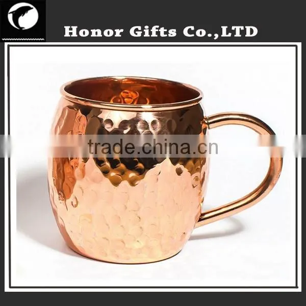 Copper Drinking Mug Cup Brass Handle Hammered Cup