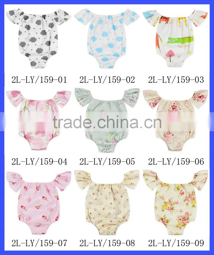 infant baby floral cotton boho short sleeve romper open snap crotch bodysuit