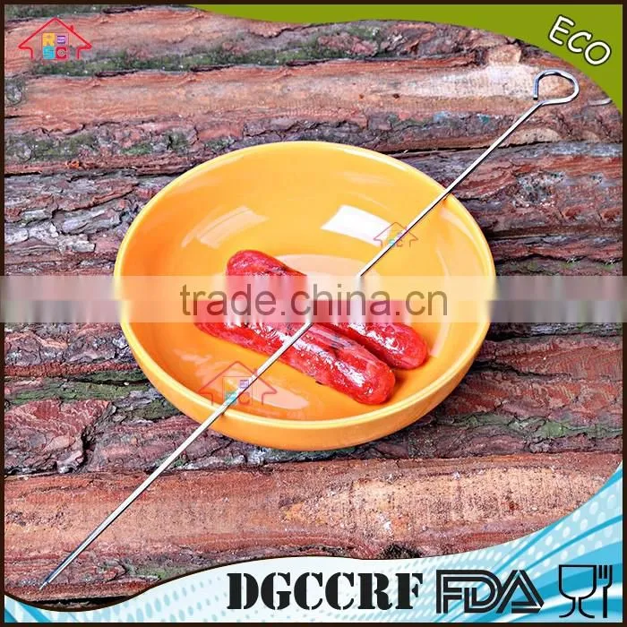NBRSC 12pcs New non-stick Stainless Steel Barbecue needles BBQ Shish Skewers Ring-Tip Handle