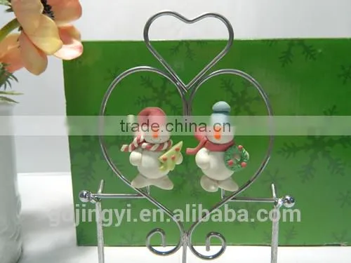 double acrylic snowmans metal table decoration for Valentines