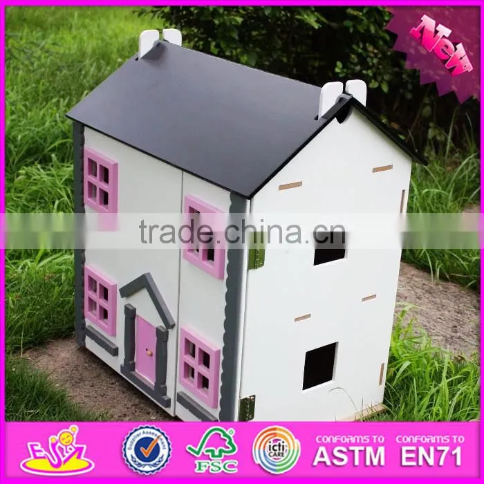 2016 Hot Item kids wooden small toy house, top fashion baby wooden small toy house W06A154