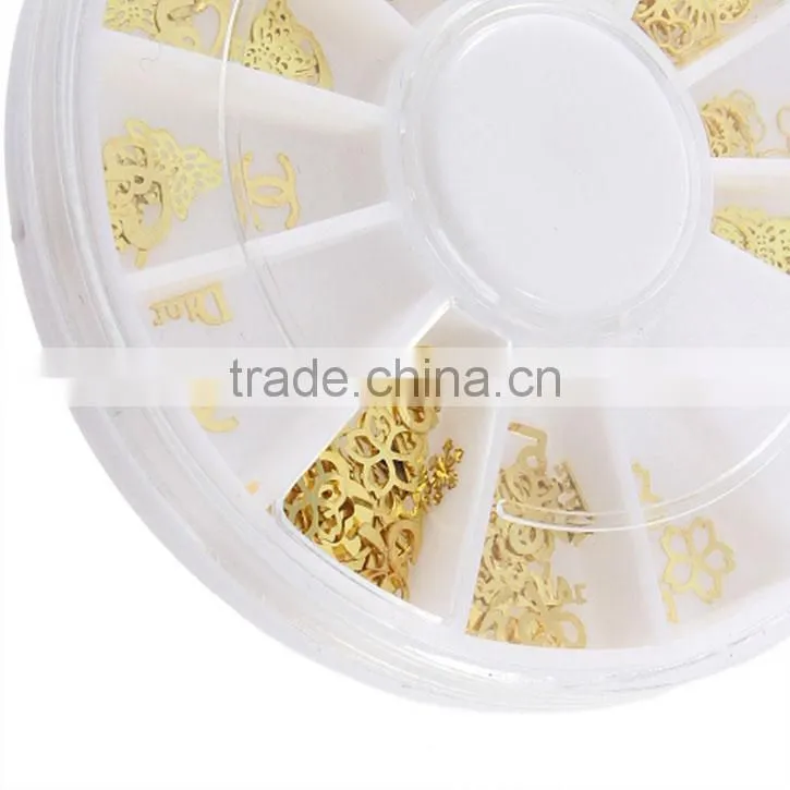 Beautiful Tiny Mixed Design Nail Art Decoration Acrylic Nail Tips Metal Slice Sticker