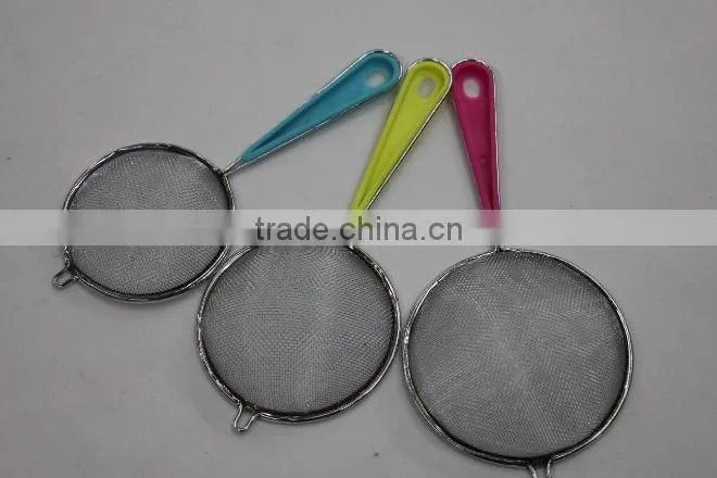 3pc colorful plastic handle bright small oil strainer set