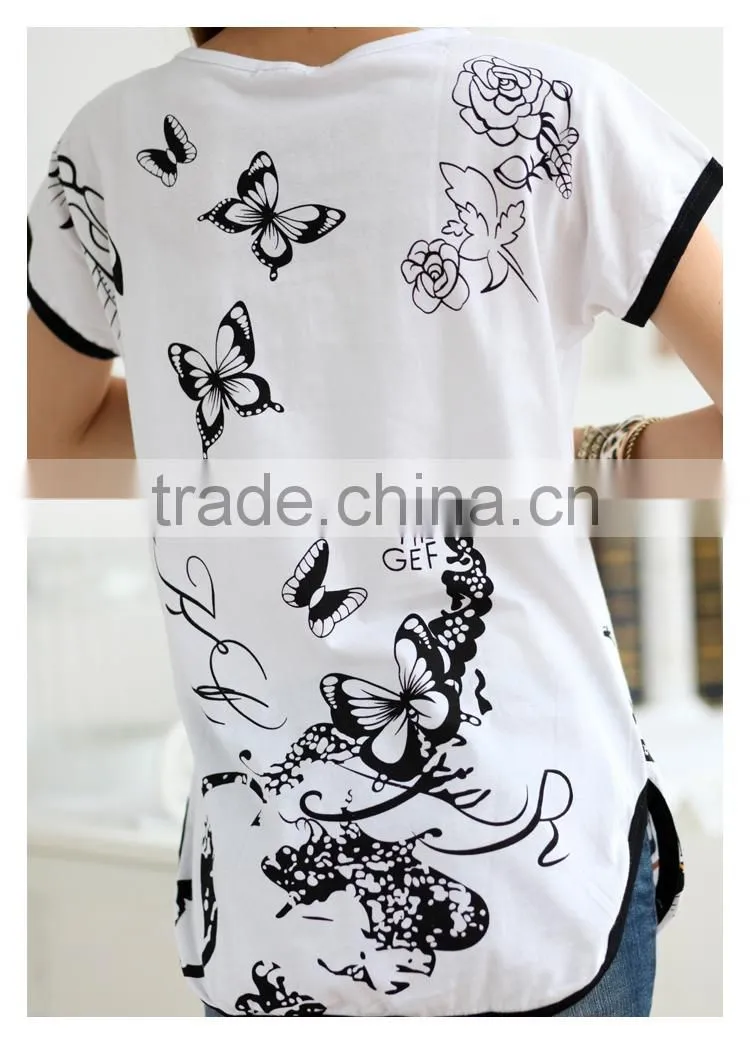 2015 summer new arrivals plus size fat loose women's t-shirts,cotton o-neck slim tops for women,fashion woman clothes