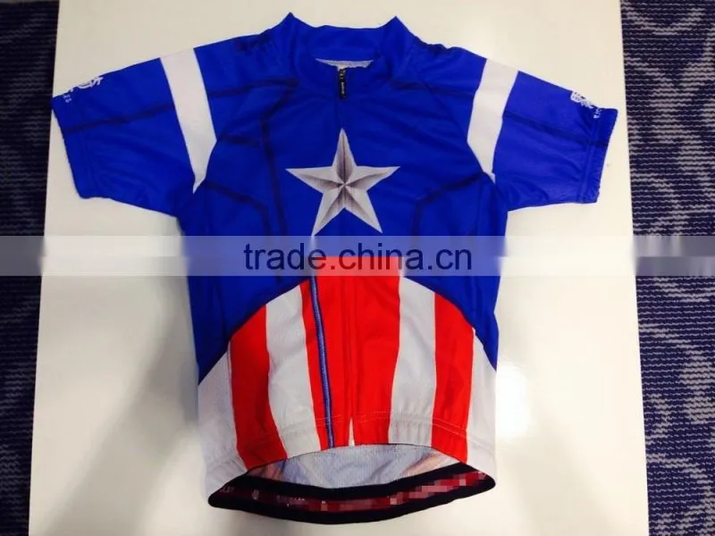 Captain America design bike clothing, good quality cycling jersey