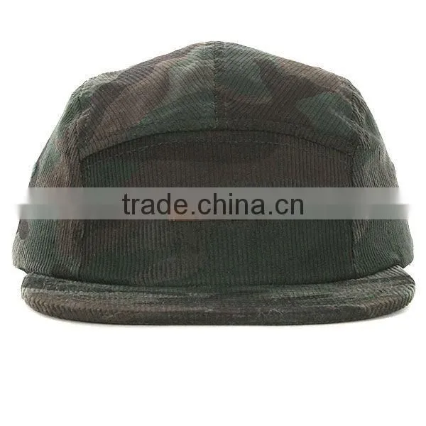 5 panel hat flat brim custom corduroy camo print 5 panel caps