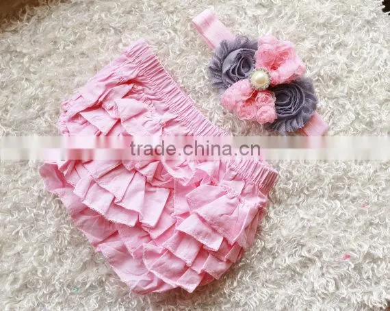 Full ruffles baby underwear boutique clothing solid color bloomers match headband