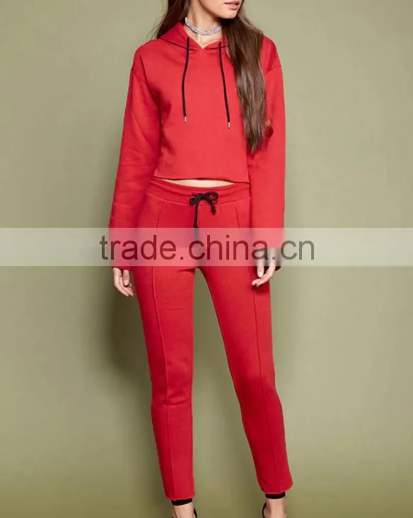 2016 hot sale women pullover plain latest design tracksuit