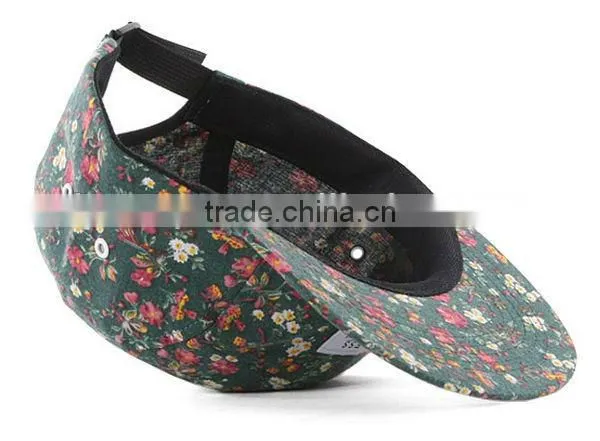 Rose floral fabric blank 5 panel caps custom your own logo