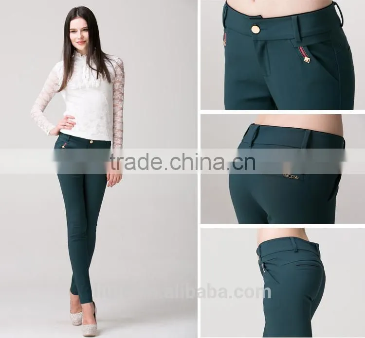 elegant women casual high waisted slimming pants with side pockets