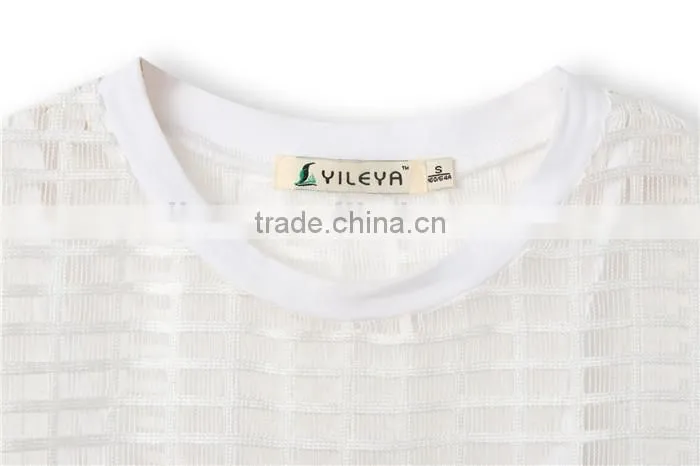 hollow out net designed sports style latest summer fashion women blouses elegant, lace embroidery blouse