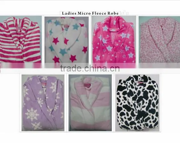 Winter thickness various printed coral fleece bathrobe for ladies
