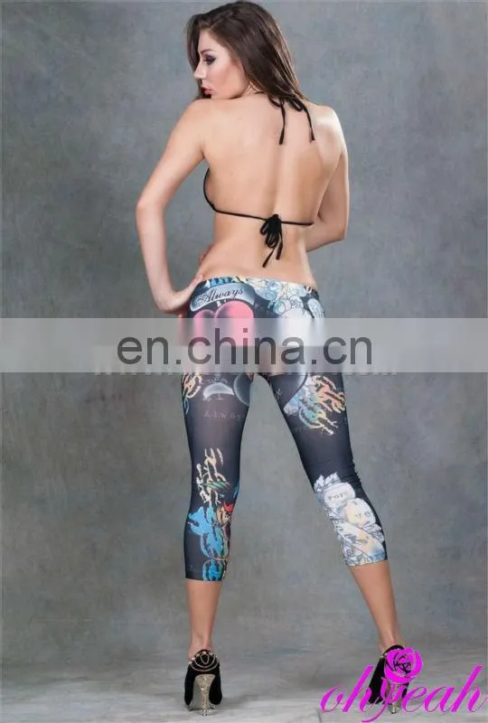 Cheap printed short tight leggings pictures in summer