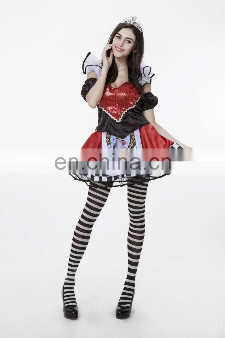 women poker print sexy adult clown costume