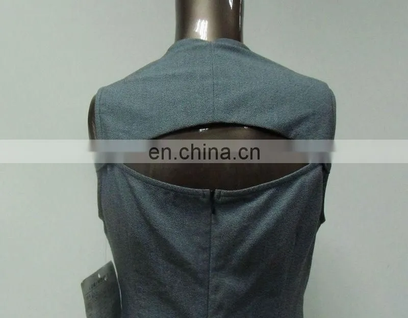 Simple and cute back hollow out design office lady tea dress