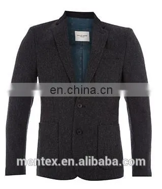 Men's Charcoal Contrast Color Herringbone Casual Blazer 2016