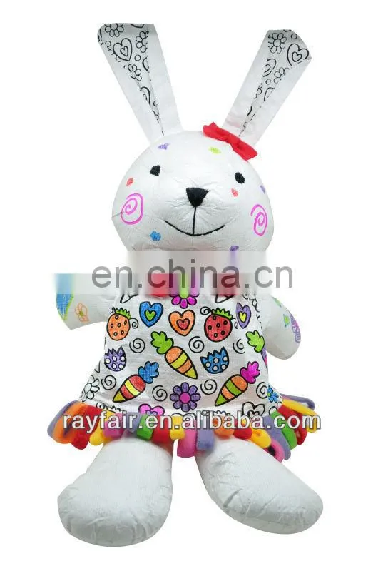 DIY painting your own tyvek washable rabit doll toy for kids with color markers