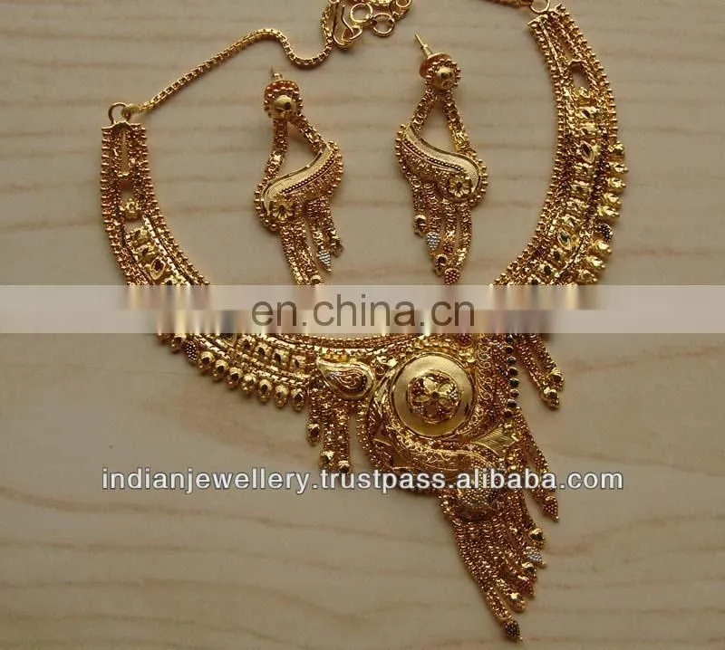Goldplated necklace jewelry set manufacturer, gold-plated necklace fashion jewellery sets exporter