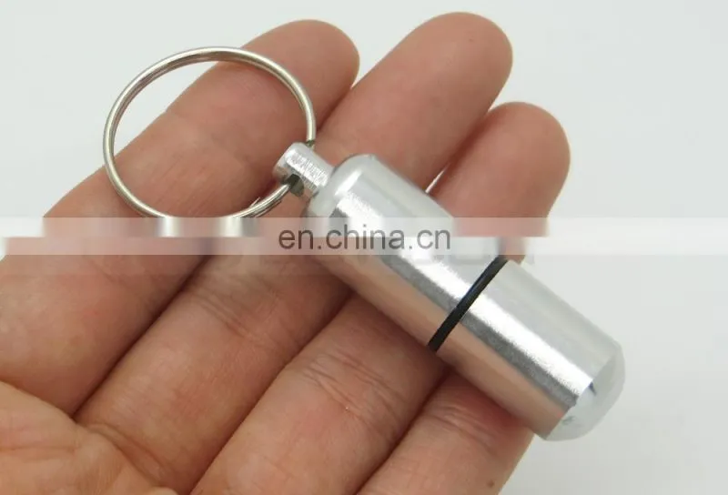 Waterproof Aluminum Medicine Pill Container Box Bottle Case Key Chain Holder
