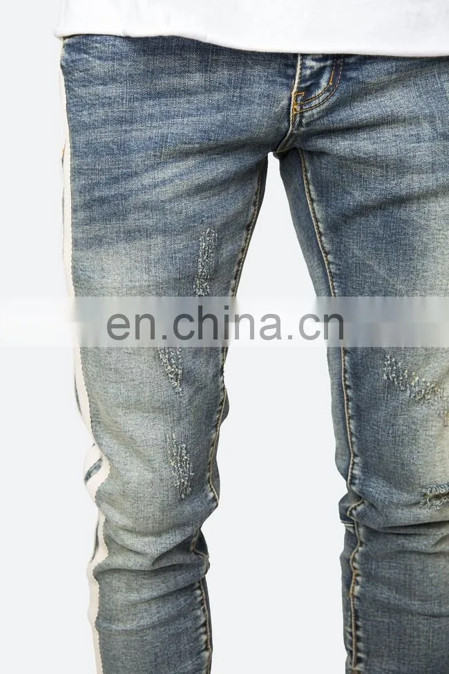 DiZNEW FABRICS CUSTOM WHITE SKINNY TRACK PANT JEANS FOR MEN