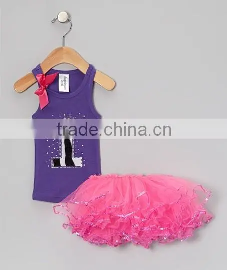 Baby Purple Pettiskirt Ribbon Holiday Pettiskirt Top Sets Girl Tutu Skirts Suits