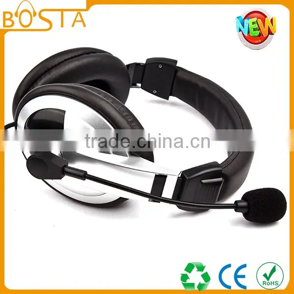 Silve and black standard cheap gaming headphone with mic