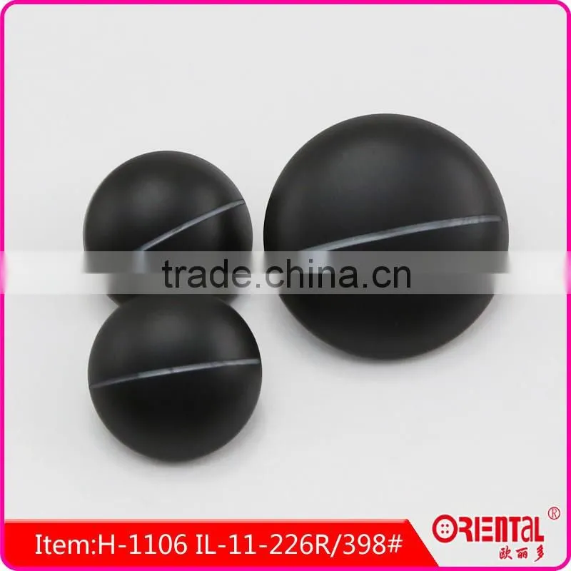 High end black mushroom shape plastic coat button with laser designs
