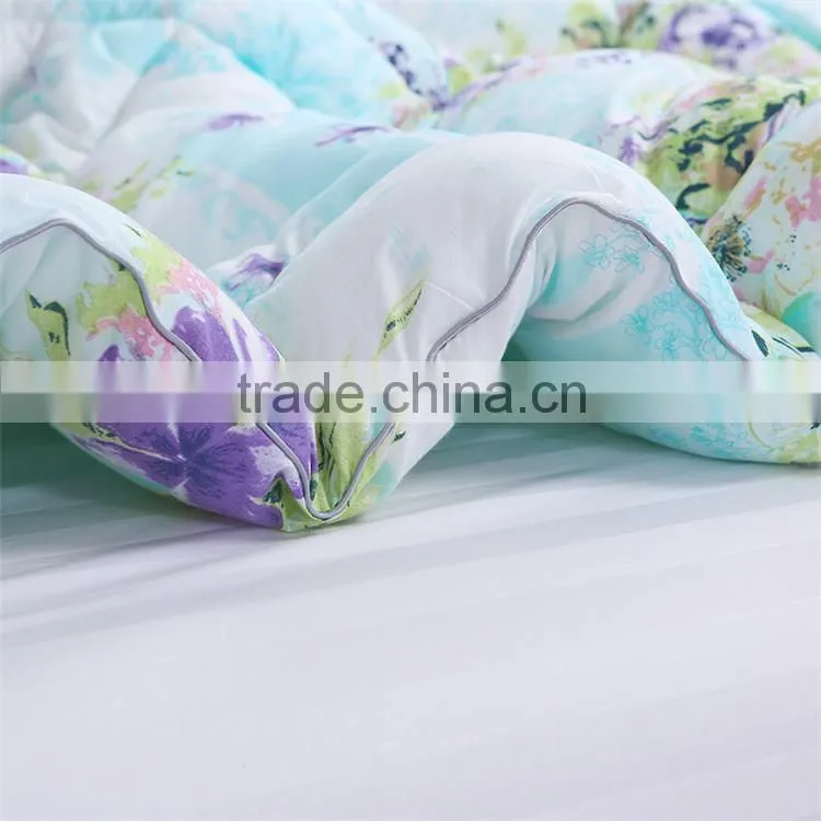 factory price high quality printed floral single full queen patchwork quilt , popular flower home design quilts made in china