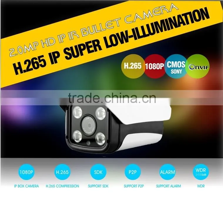 H.264 or H.265 video coding 2.0MP Sony CMOS HD IP Super low-illumination Vari focal outside adjust IR Bullet CCTV Camera