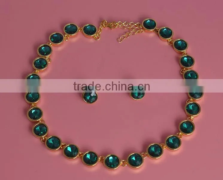 Dignified Crystal Chain Silver Fashion Jewelry Necklace Set